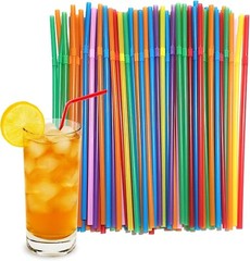 600 ct Drinking STRAWS Bendable Flexible Plastic Bendy Straw Neon Color new