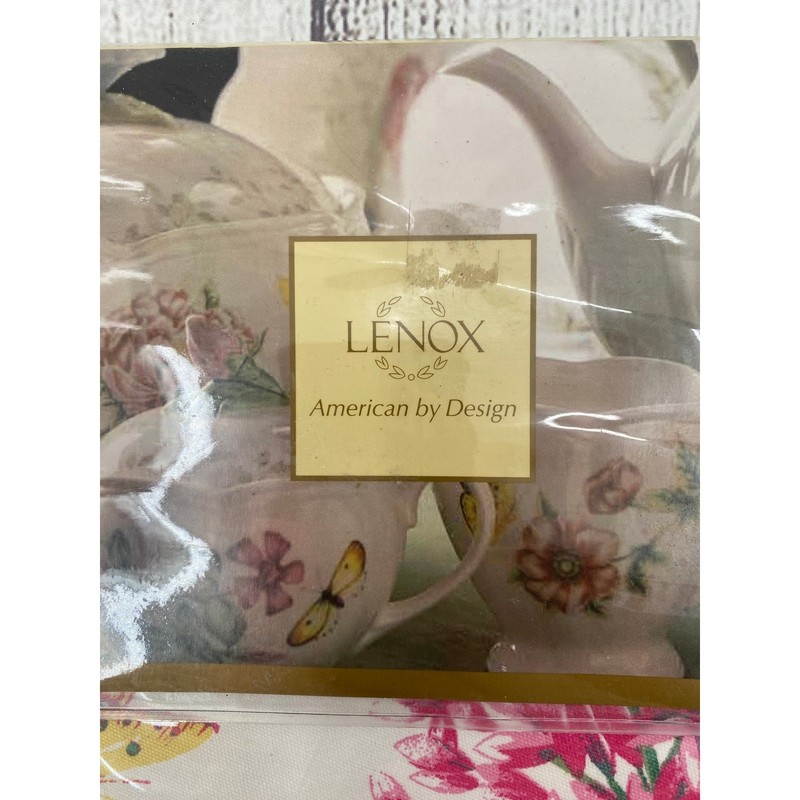 Lenox Butterfly Meadow Sentiments Tablecloth 70 Round White Floral 100% Cotton gallery