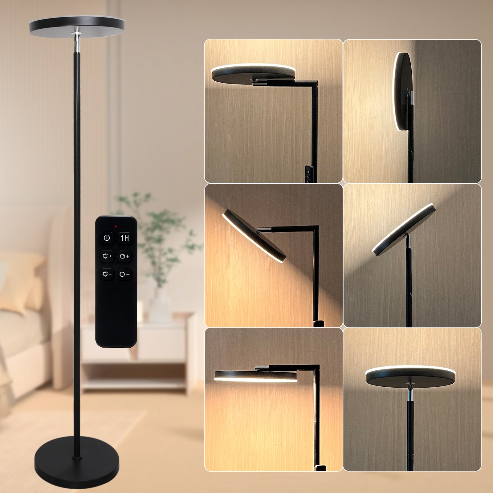 Anrotix 30W 90-Degree Foldable LED Panel Floor Lamp with Remote Control Switch gallery