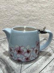 Kitchen core Alfred brand Light Blue ceramic pink floral teapot with infuser