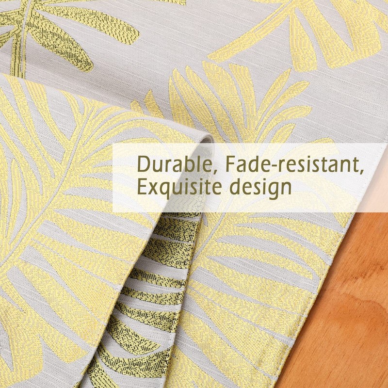 Leaf Table Runner Double-Sided Reversible Polyester Dining Kitchen 12x70" Yellow gallery