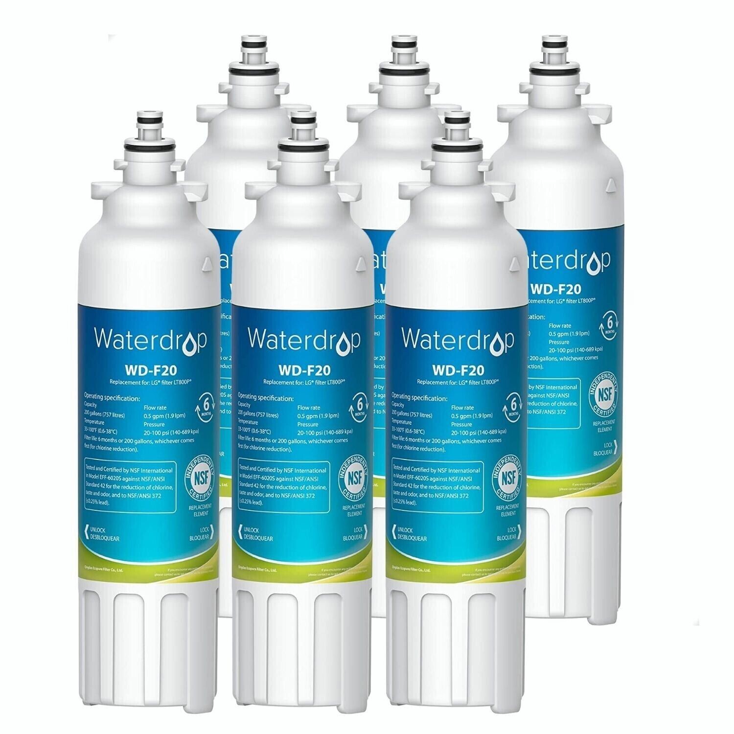 Waterdrop Refrigerator Water Filter, Replacement for LG® LT800P® (6) gallery