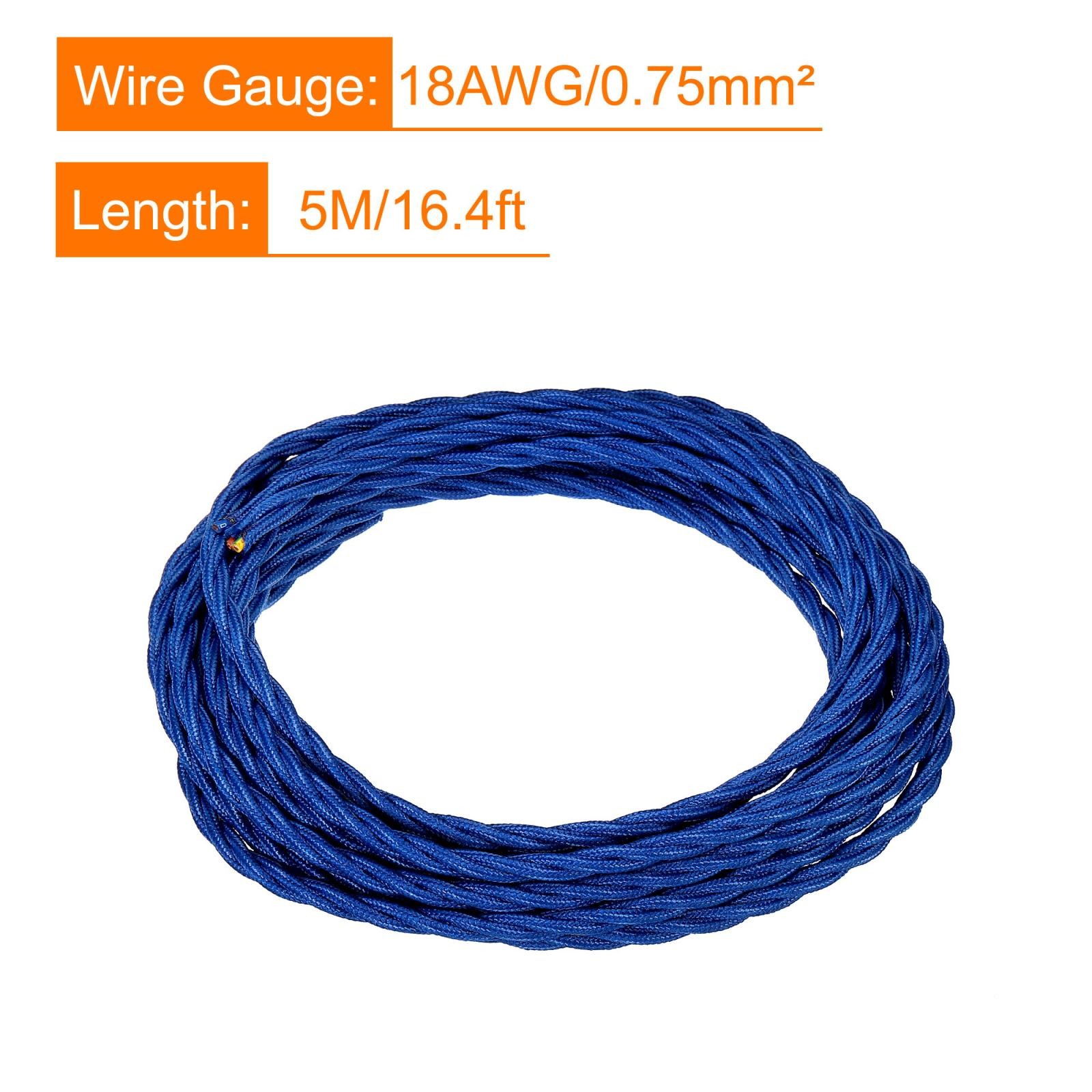 Twisted Cloth Covered Wire 3 Core 18AWG 5m/16.4ft,Electrical Cable,Blue gallery