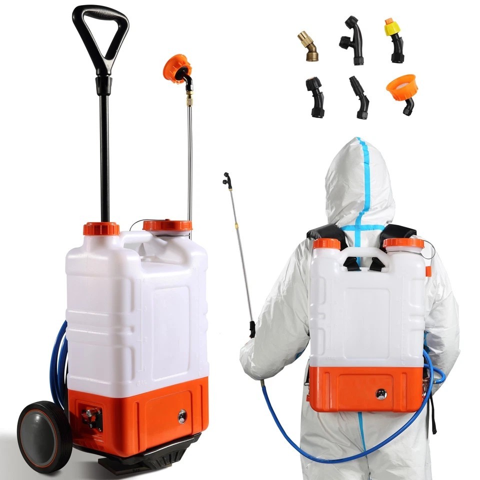 Battery Powered Backpack Sprayer with Wheel 4 Gal Tank 0-94 PSI Adjustable gallery