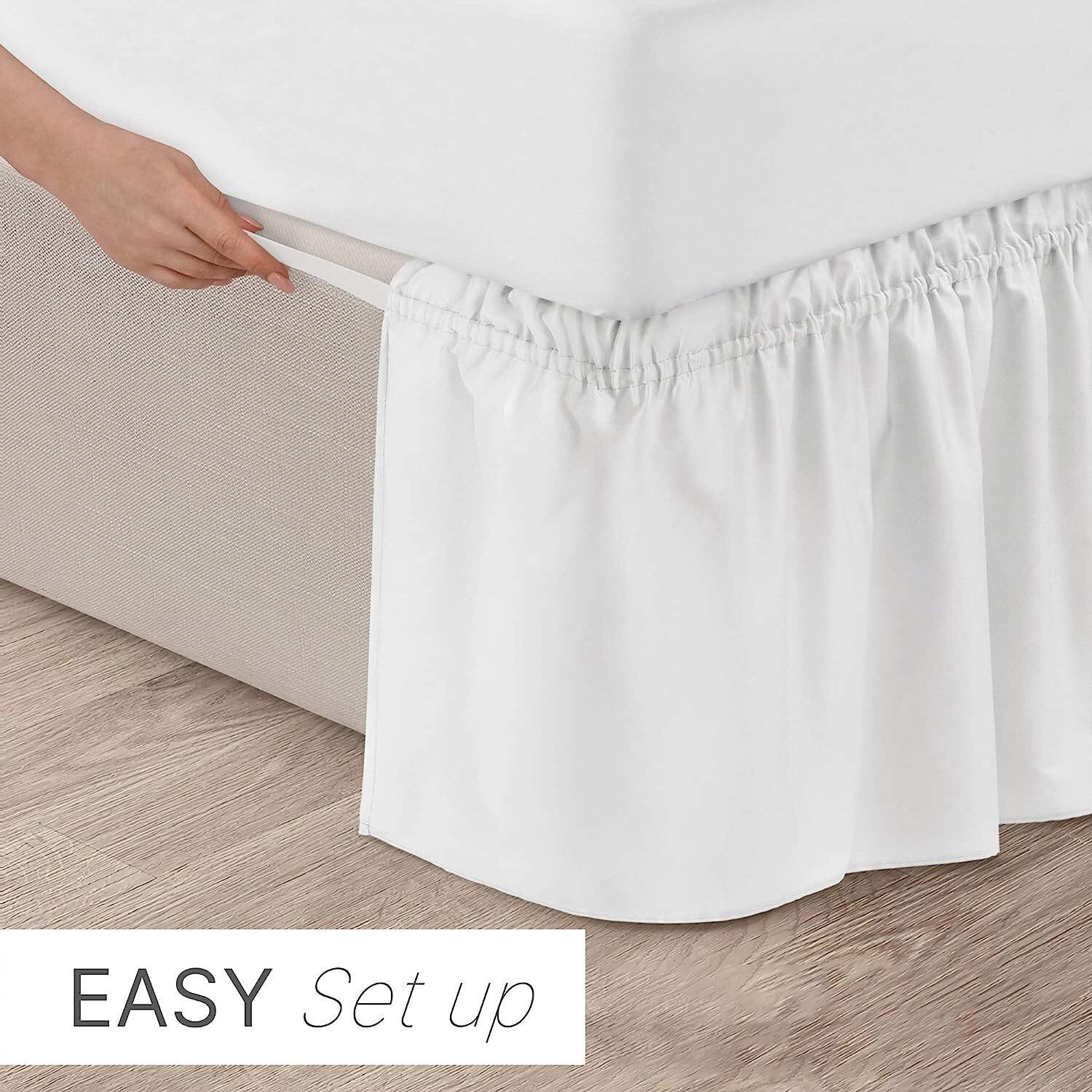 Wrap Around Dust Ruffle Bed Skirt, Easy Fit & Pleated 12" Drop by CGK Linens gallery