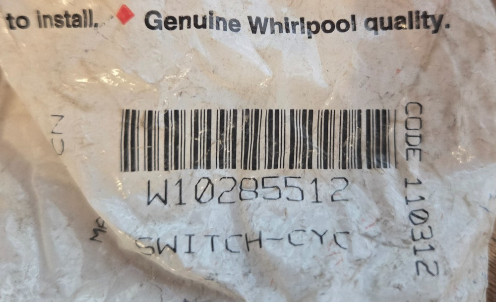 W10285512 WHIRLPOOL WASHER SWITCH