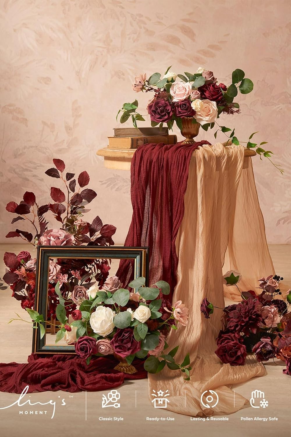 Ling's moment Wedding Centerpiece Flower with Vase for Ceremony/Reception Tablet gallery