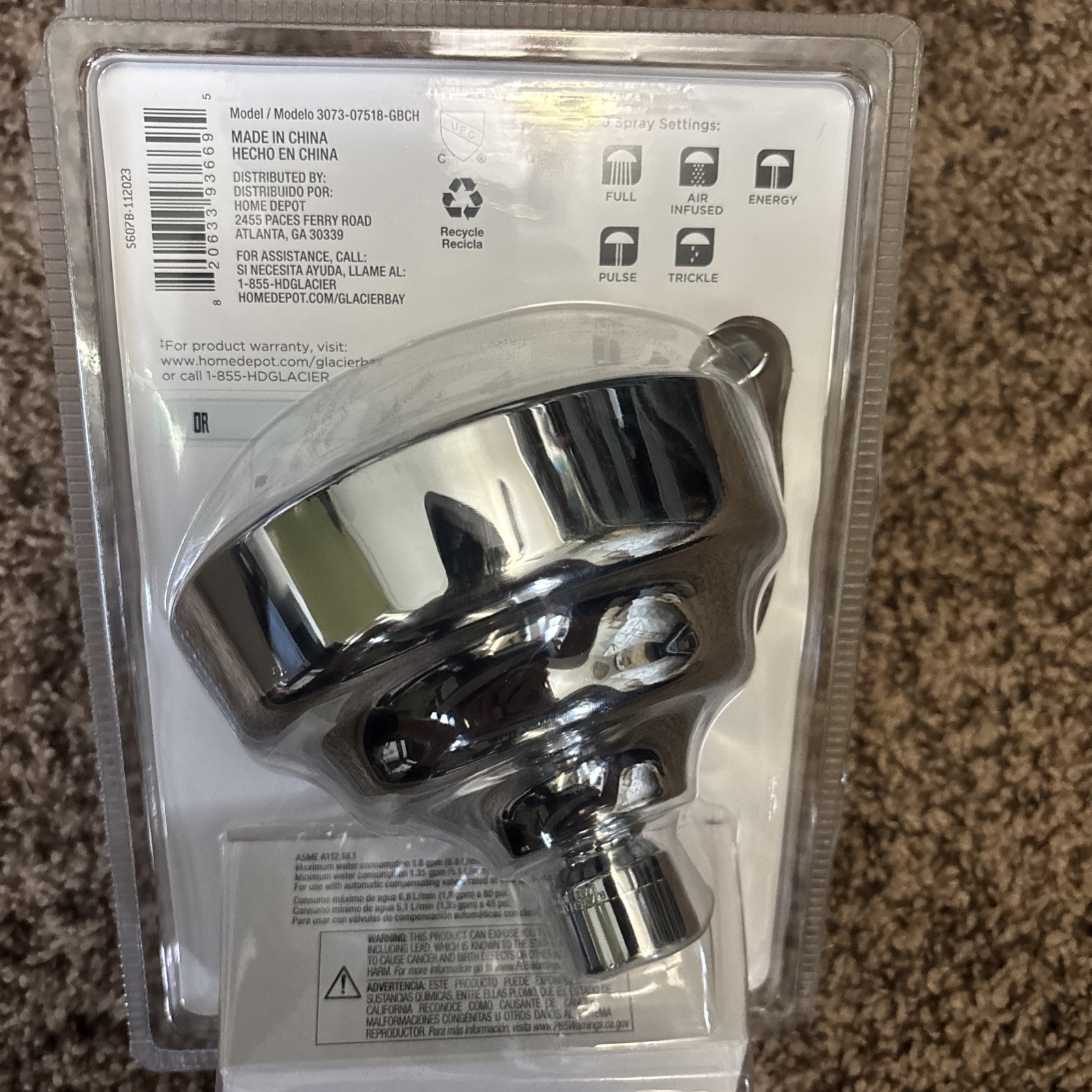 Glacier Bay 5-Spray patterns 5 in. Single Wall Mount Fixed Shower Head in Chrome gallery