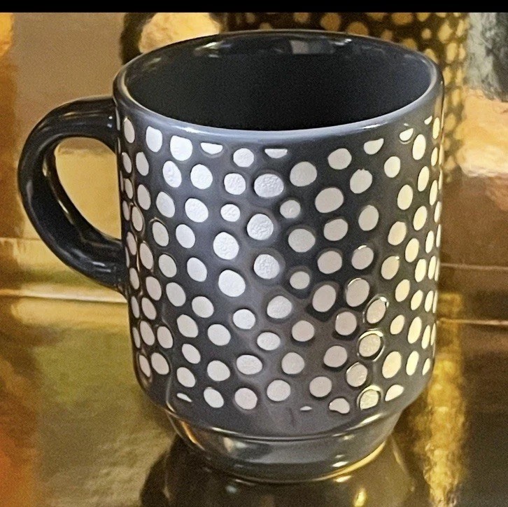 Small Grey espresso saucer mug With With White Polka Dots. gallery
