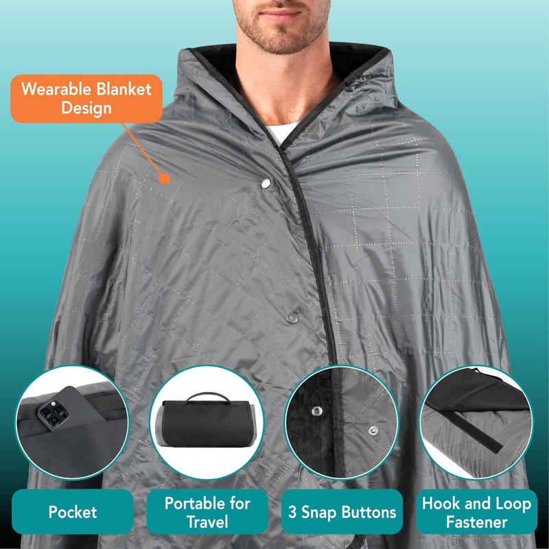 SUN CUBE Large Waterproof Camping Blanket, Fleece Quilted Stadium Blanket for gallery