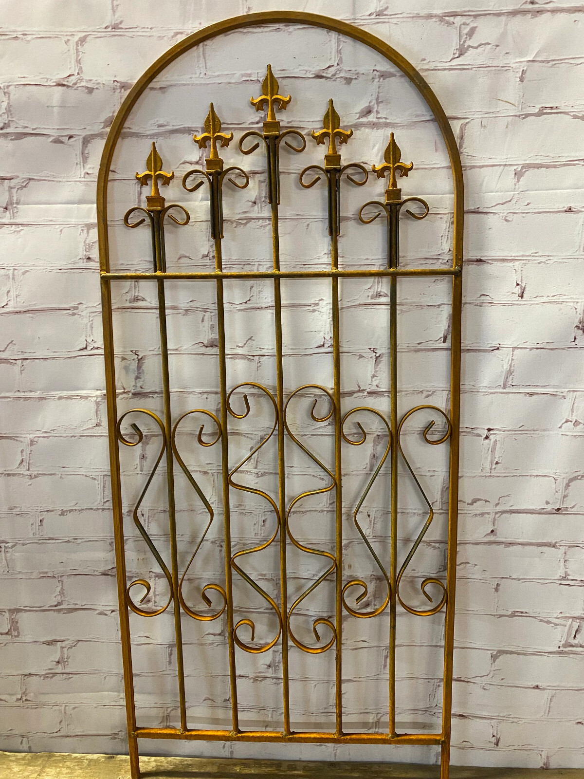 49" x22" Victoria Rounded Spear Trellis, Metal Climbing Vine, Wrought Iron gallery