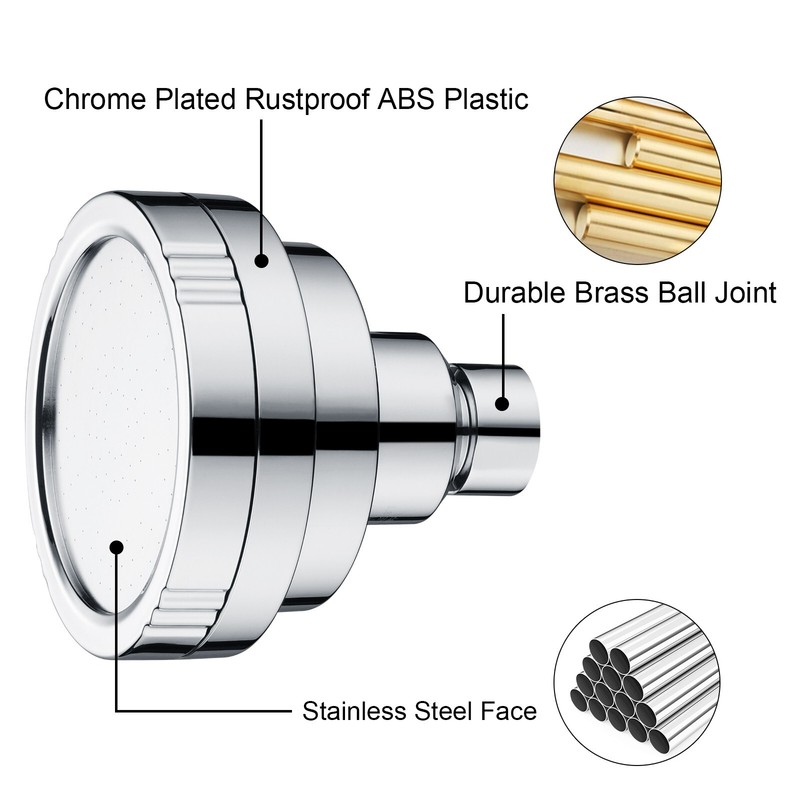 New High Pressure Rain Showerhead Fixed Shower Head Angle Adjustable gallery