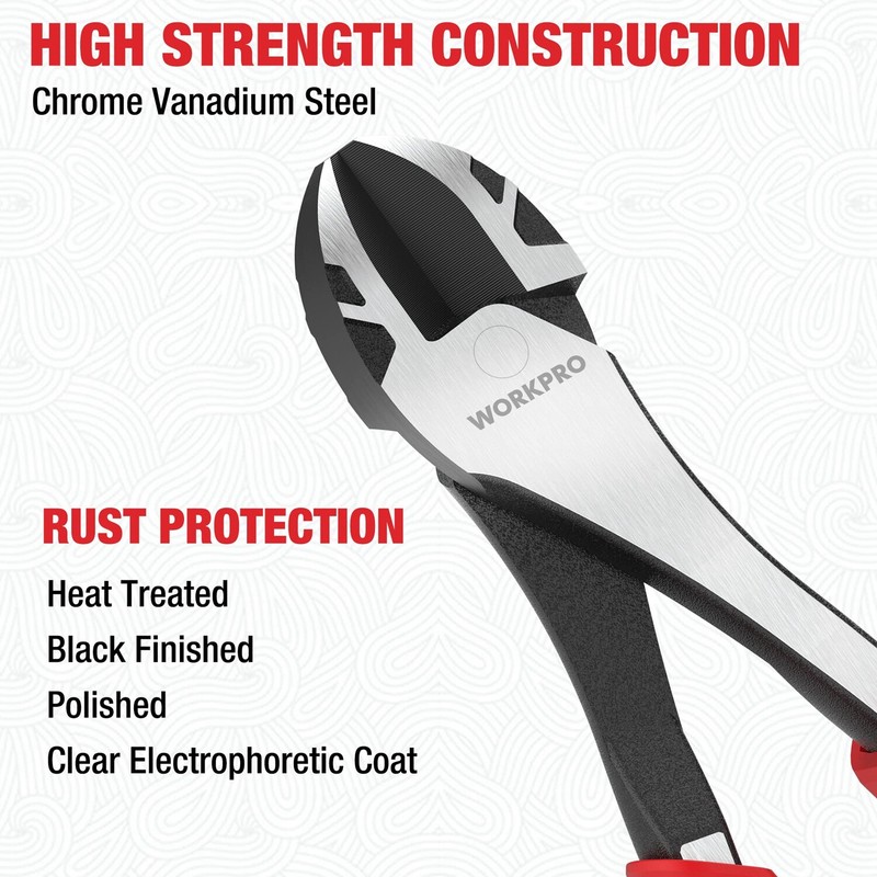 WORKPRO 8" High Leverage Diagonal Plier Wire Cutters Heavy Duty Diagonal Cutters gallery
