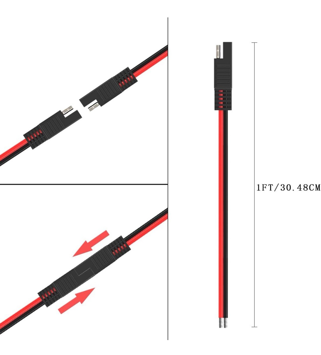 8 Pack 10AWG SAE Connector Extension Cable Quick Connector Disconnect Plug SAE gallery