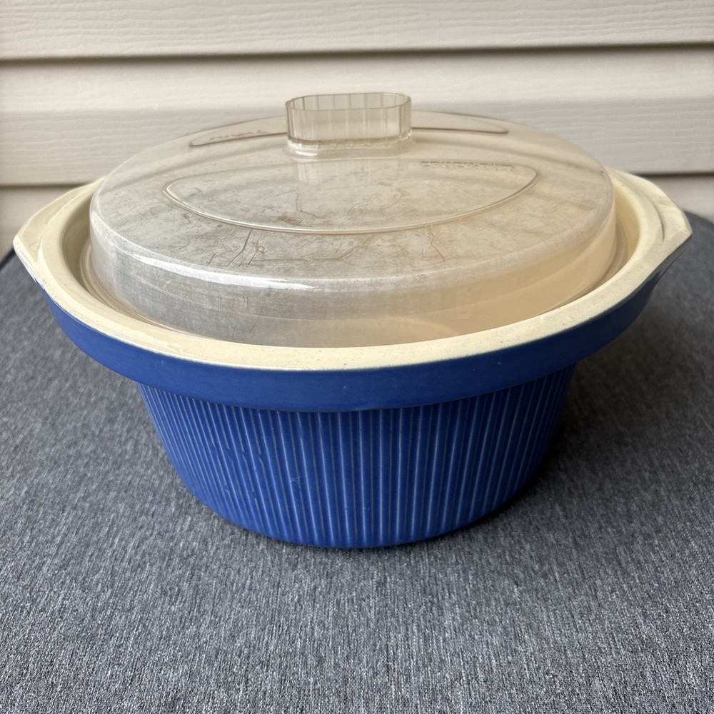 Rival 5 Qt Crock Pot Stoneware ** Insert Bowl Server D-256-762 Blue With Lid**