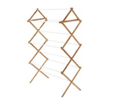 Space-Saving Collapsible Bamboo Laundry Clothes Drying Rack
