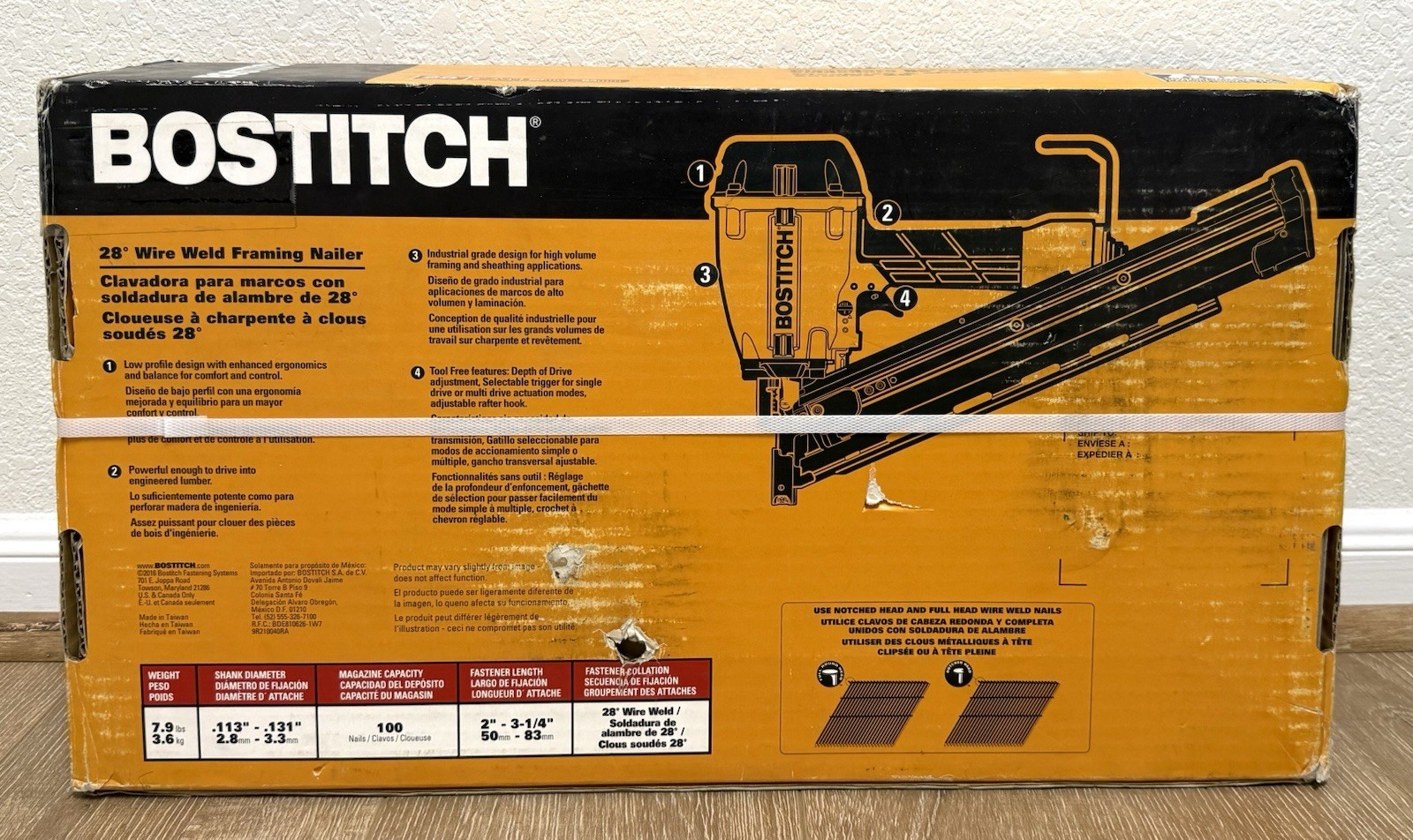 BOSTITCH 28 Degree Pneumatic Top Load Wire Weld Framing Nailer BTF83WW 3.25” gallery