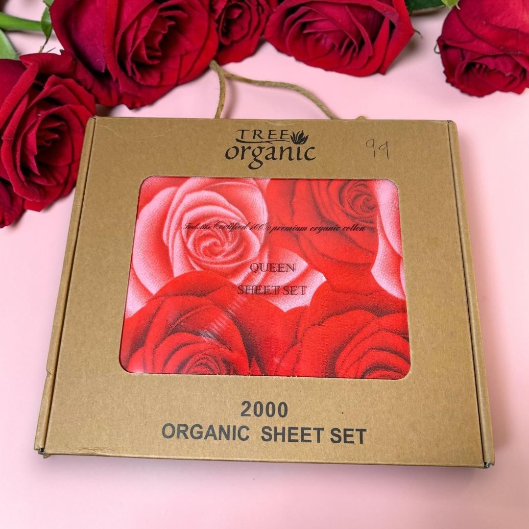 Tree Organic Queen 4 Piece Sheet Set – 100% Premium Organic Cotton Rose gallery