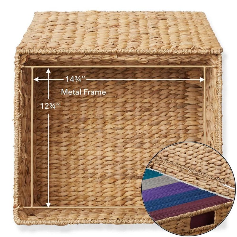Casafield Rolling File Cabinet Storage Basket Brown Water Hyacinth Wicker Wheels gallery