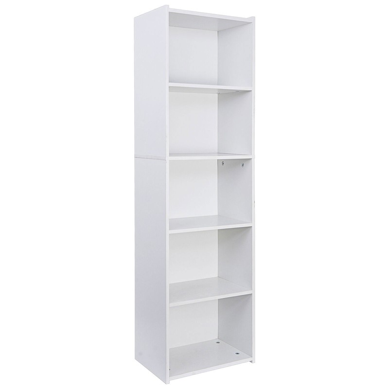 5 Tier Reversible Open Shelf Bookcase Bookshelf Modern White Corner Bookcase gallery