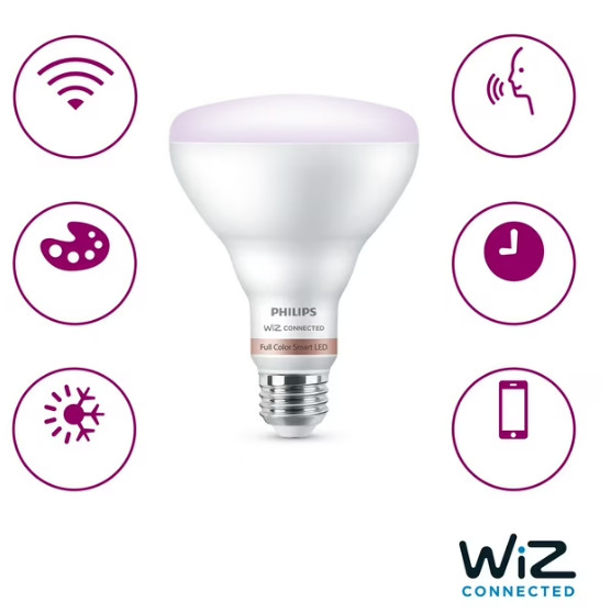 Philips Smart Wireless 65-Watt LED BR30 Floodlight - Color Changing, Dimmable gallery