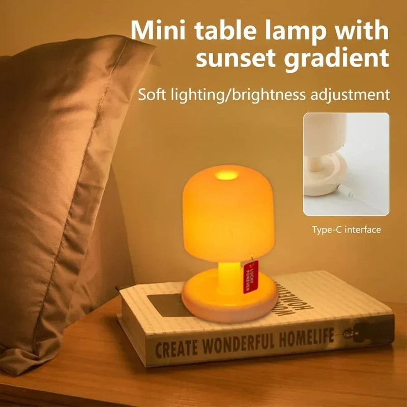 Mini Desktop Sunset Night Lamp Creative USB Rechargeable Mushroom Style Led Nigh gallery