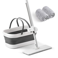 oshang Flat Mop and Foldable Bucket Set. Mops for Floor Cleaning