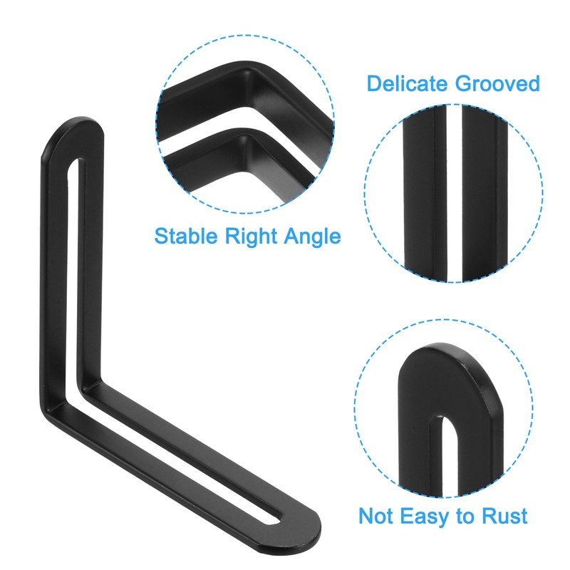 6Pcs Adjustable L-Shape Corner Brace with Slot, 3.15" x 3.15" Bracket, Black gallery