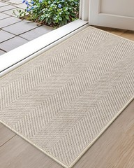 Extremely White Beige Ultra Thin Indoor Door Mat 24″x36″, Machine Washable Fr…