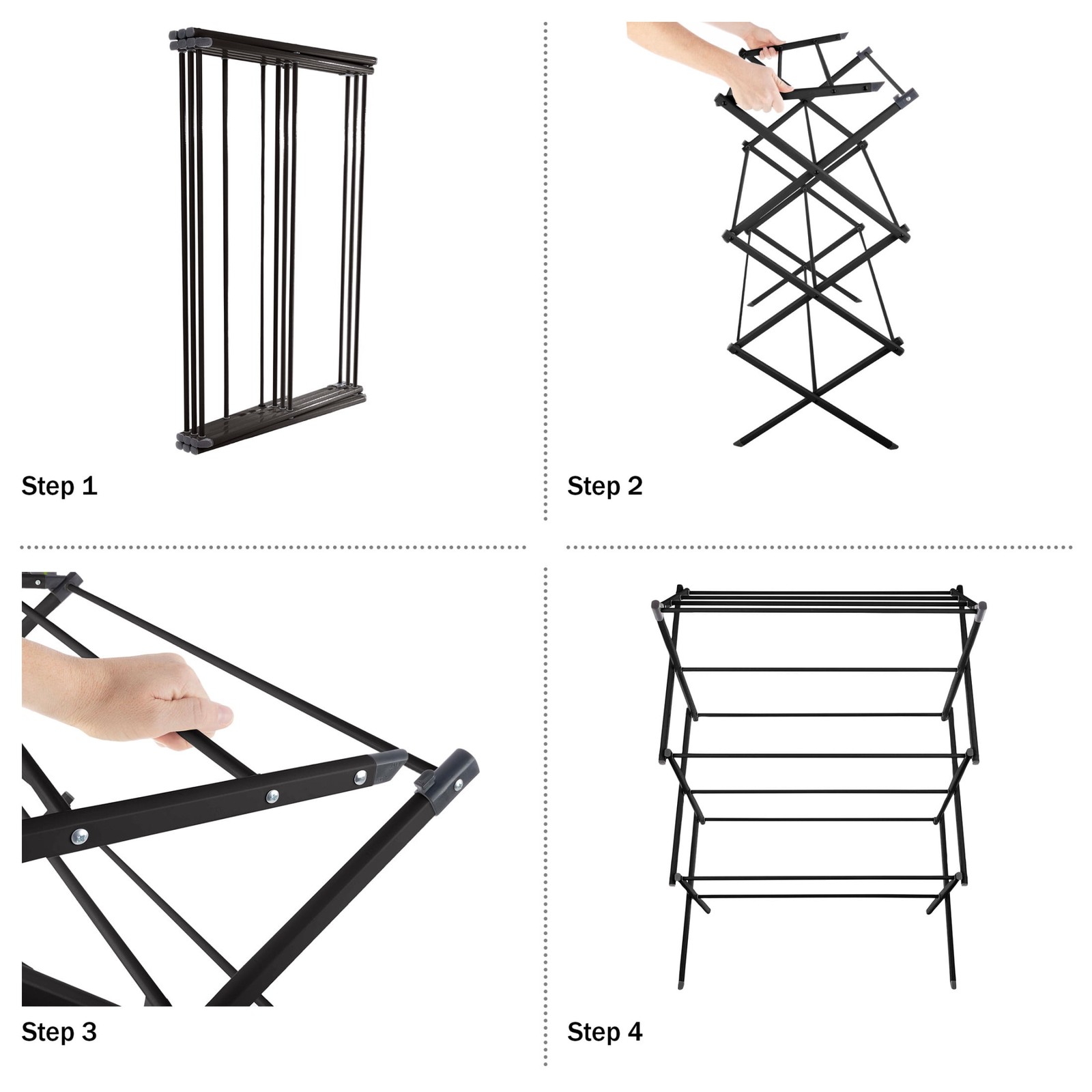 Lavish Home Collapsible Clothes Drying Rack for Indoor/Outdoor Use (Black) gallery