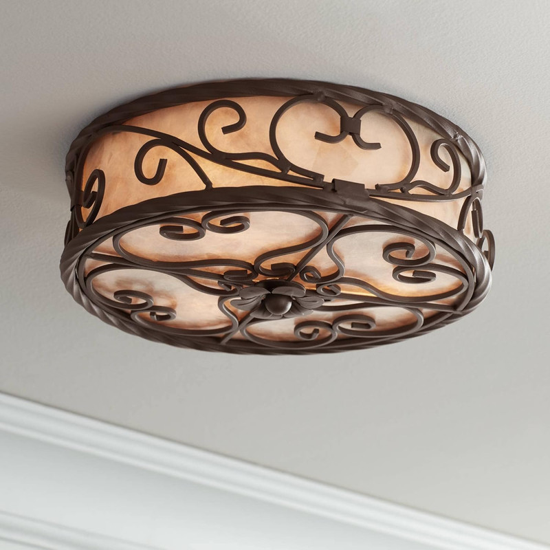 Rustic Dark Walnut Flush Mount Ceiling Light for Farmhouse Style Decor gallery