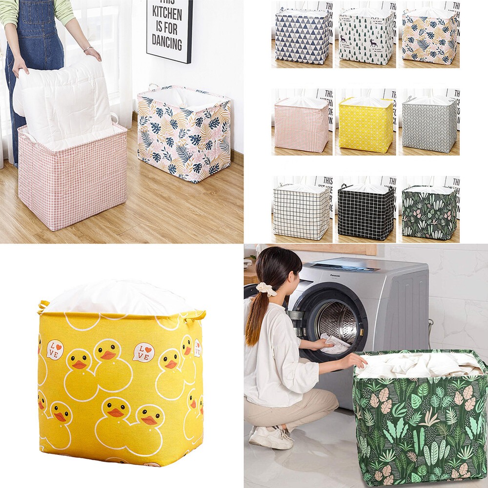 US 100L Rectangular Laundry Basket Handle Drawstring Storage Bin Boxes Organizer