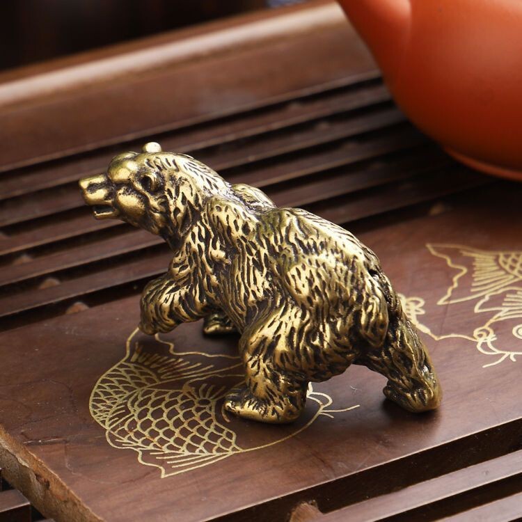 Solid Brass Bear Figurine Statue Animal Figurines Toy House Desktop Decoration