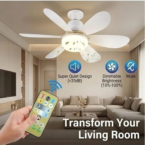 Socket Ceiling Fans With Lights And Remote- Socket Fan Light With Dimmable LED gallery