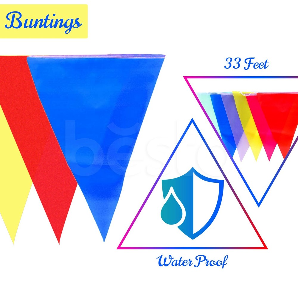 20x Bunting Flags Multi Coloured PVC Banner For Party Indoor Outdoor 10m/33feet
