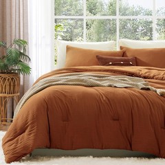 Burnt Orange Comforter Full Size, 3 Piece Soft Microfiber Full Size Comforter Se