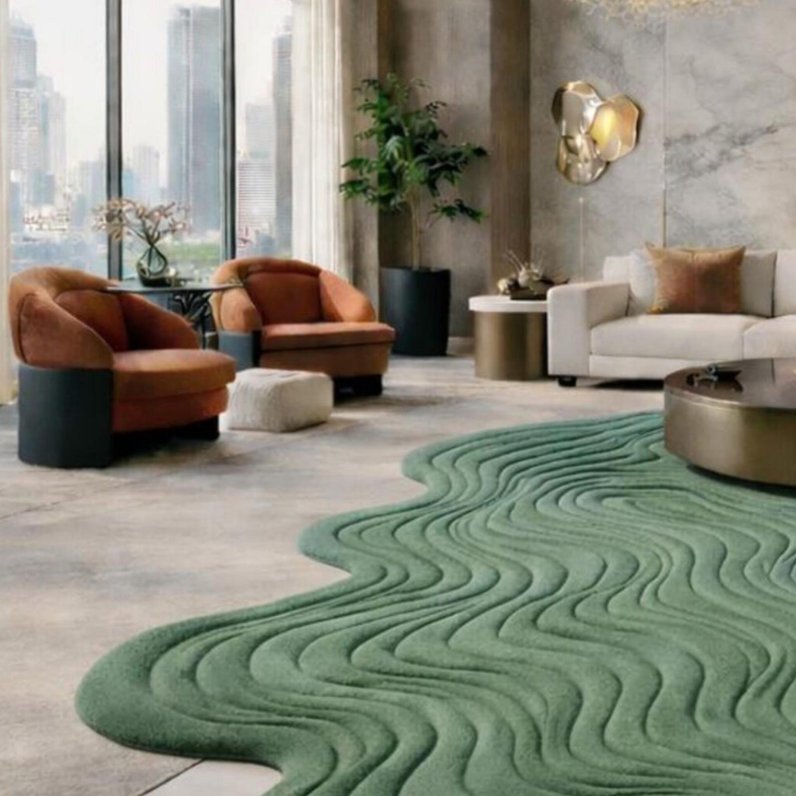Handmade Rug | Irregular Rug | Wool Rugs | Living Room Rug | Tufted A400 gallery