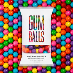 – Assorted Gumballs – 1 Inch – Approximately 113 per 2Lb Bag – Bulk Assorted Can