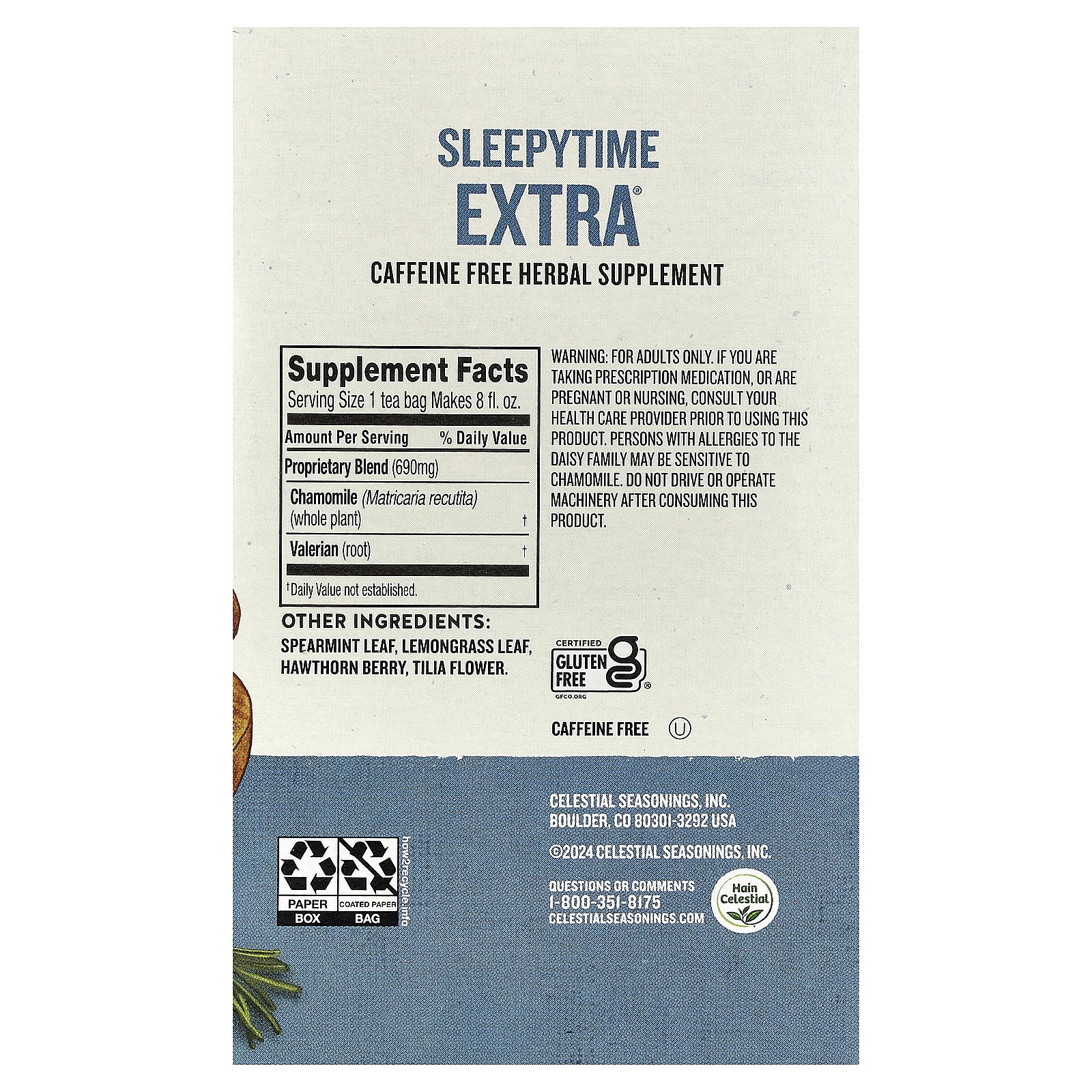 Wellness Tea, Sleepytime Extra, Caffeine Free, 40 Tea Bags, 2.5 oz (71 g) gallery