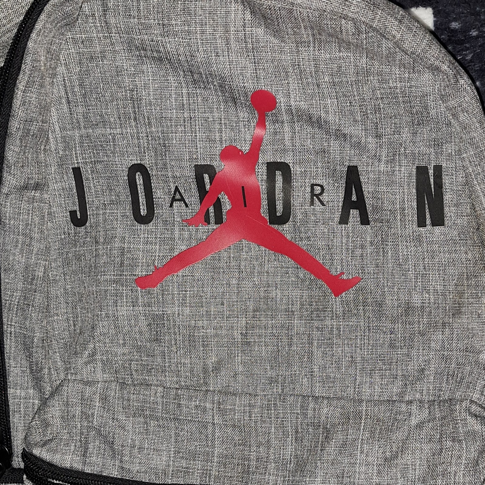 Jordan Gray Hiking Backpack Adjustable Straps Red Logo Polyester Unisex 2