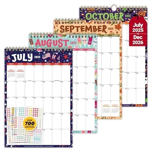 18 Months Colorful Academic Vertical Wall Calendar 2025 July 2025 to Assorted gallery