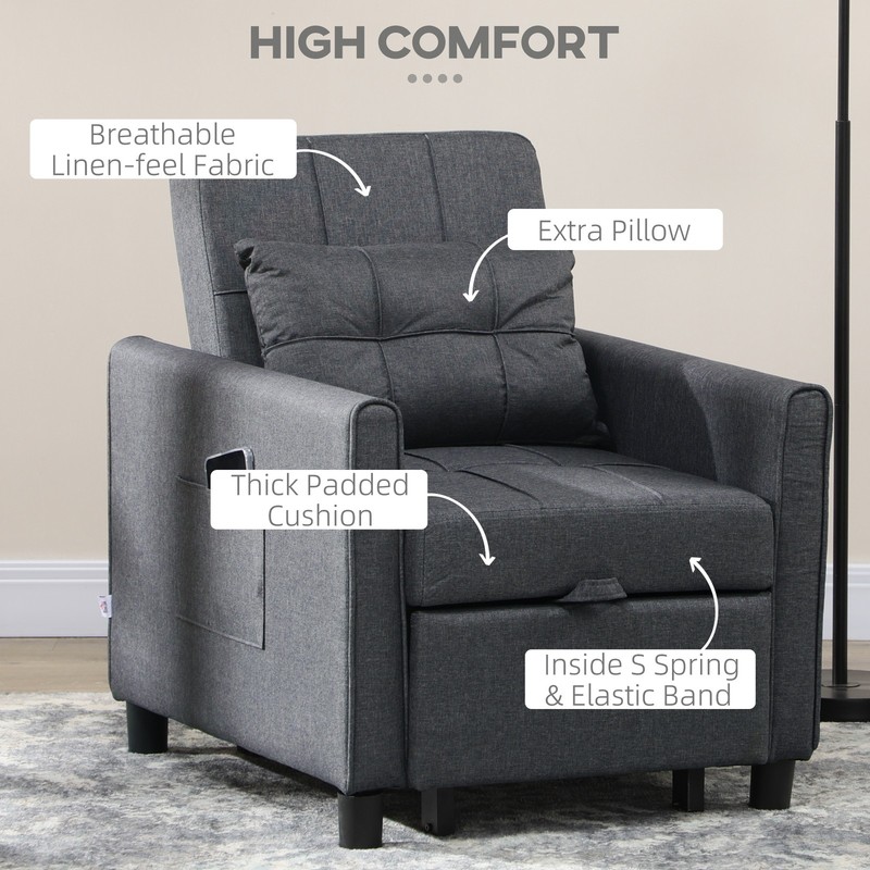 Folding Sofa Bed Pull Out Convertible Chair Bed w/ Adjustable Backrest Pillow gallery