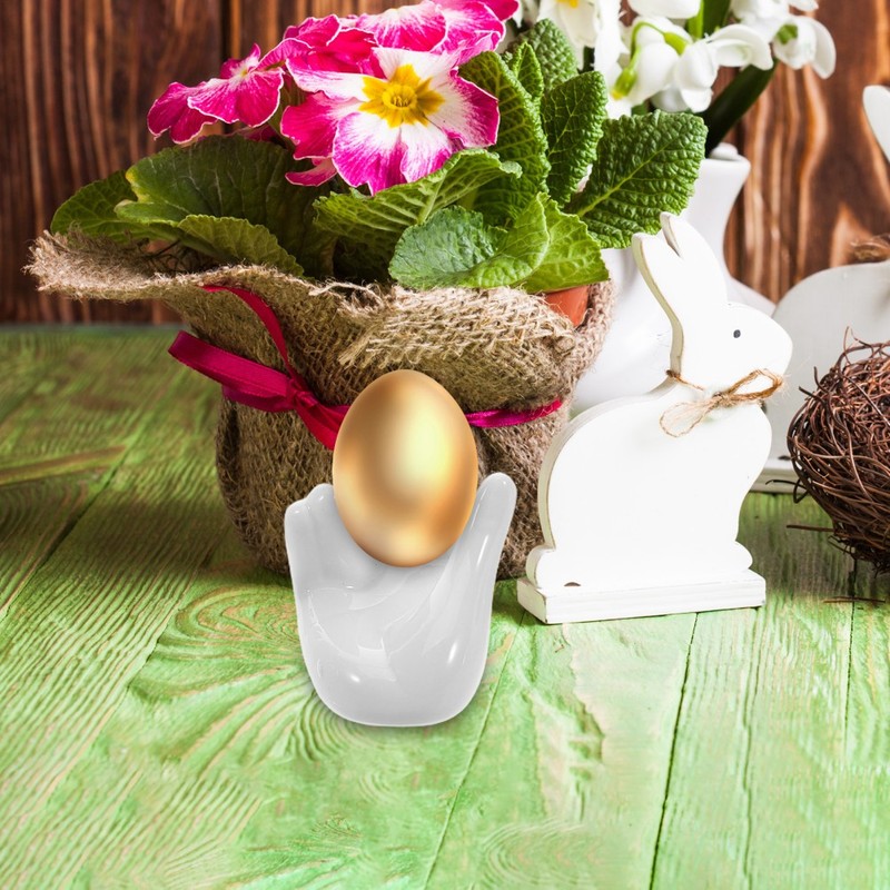 3 Pcs Easter Egg Cups Office Plant Holder Air for Home Ceramic Hand Shape gallery