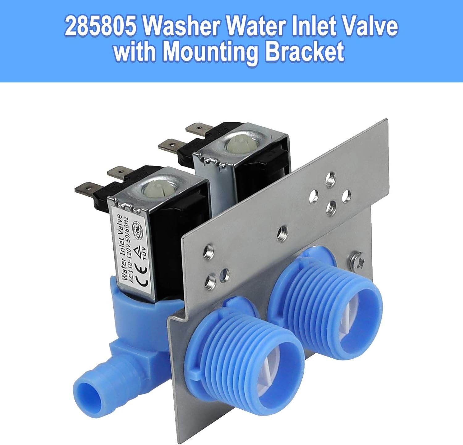 285805 Water Inlet Valve - Compatible with Whirlpool Kenmore Standard, Blue gallery