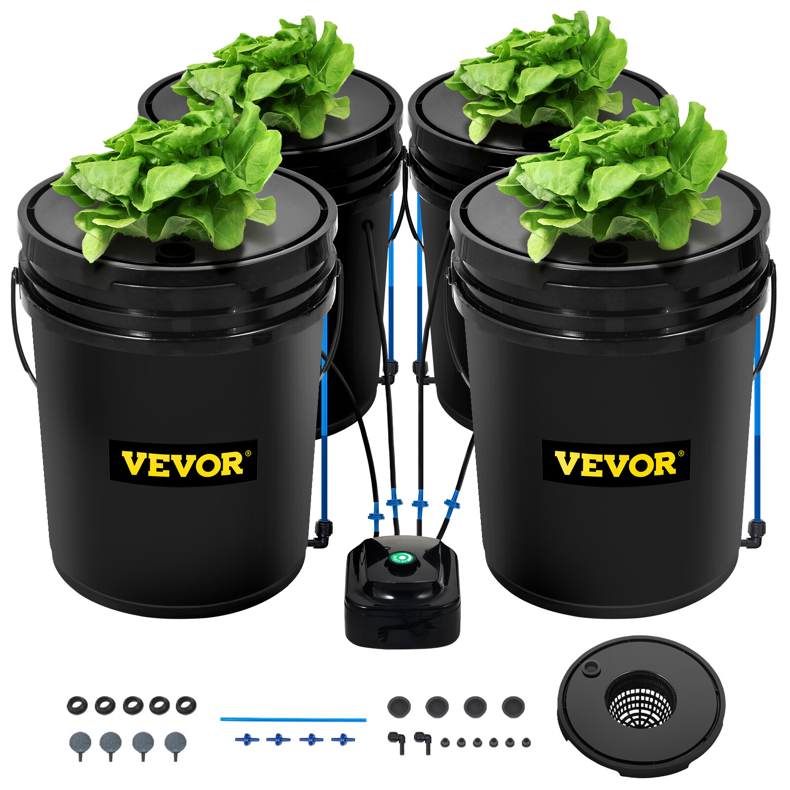 VEVOR Hydroponics Deep Water Culture DWC Hydroponic System 5 Gallon 4 Buckets gallery