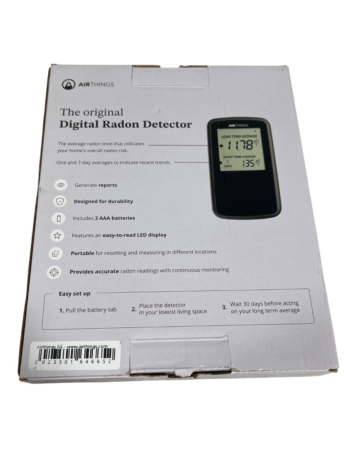 Air Things Battery Operated Digital Radon Detector 2350 gallery