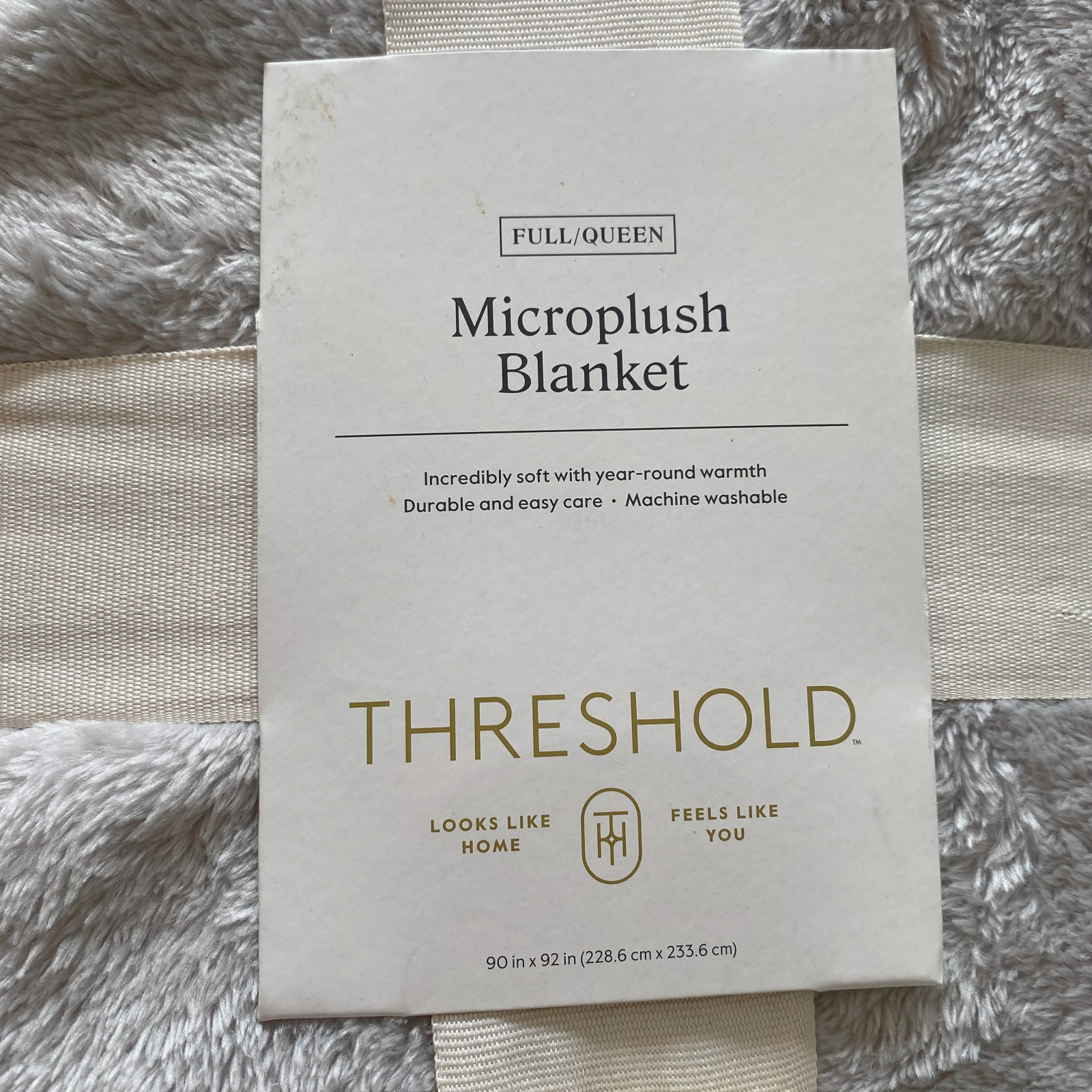 Threshold Large Microplush Blanket GRAY Full/Queen 90 in X 92 in Soft & Cozy NEW gallery