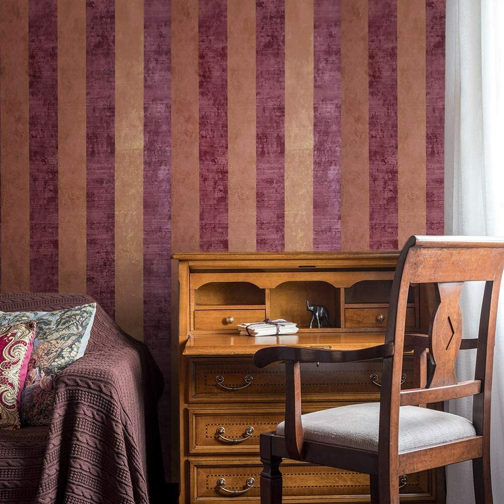 Striped Textured Red Maroon Vine Orange Metallic Wallpaper gallery