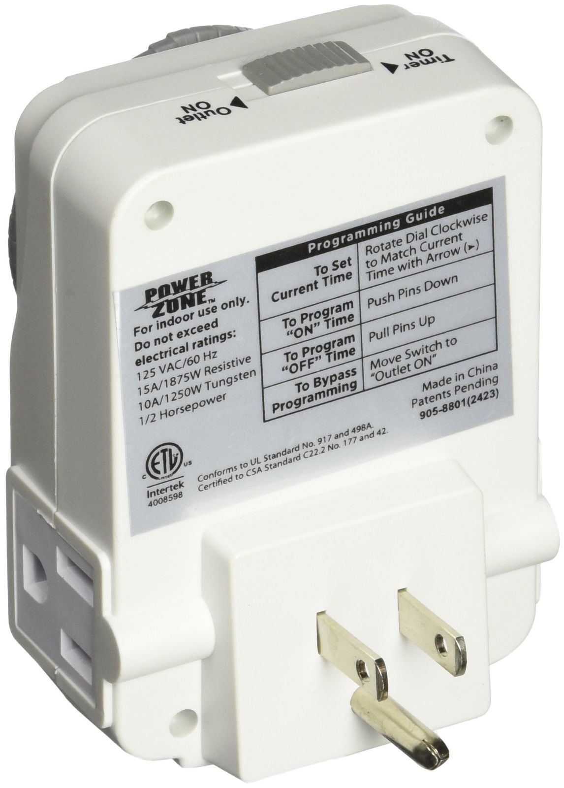 Outlet Timer Two Plugs Grounded 24 Hours Automatic Plug Light Timer Electric NEW gallery