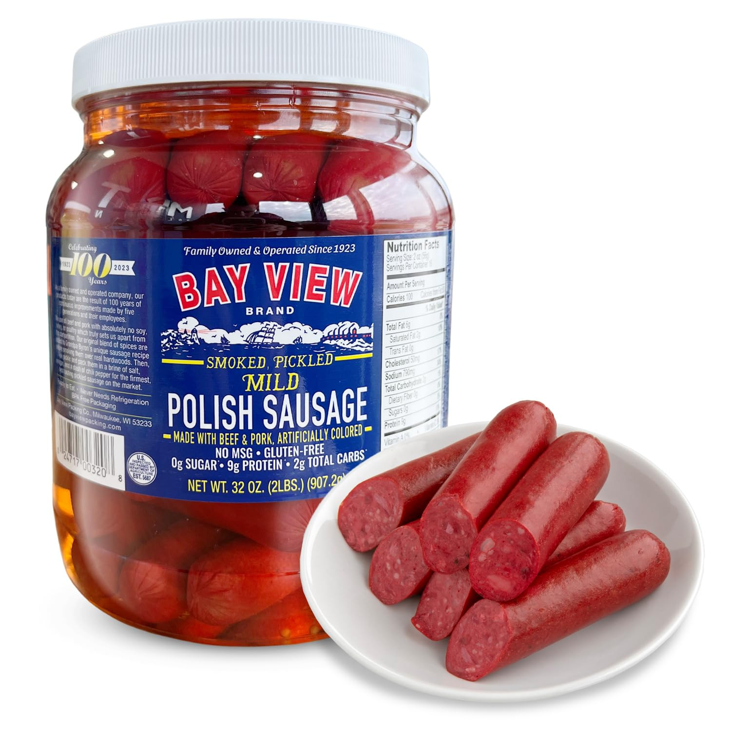 Bay View Smoked Pickled Polish Sausage, No MSG, Gluten Free, No Soy, 0G Sugar, 8 gallery